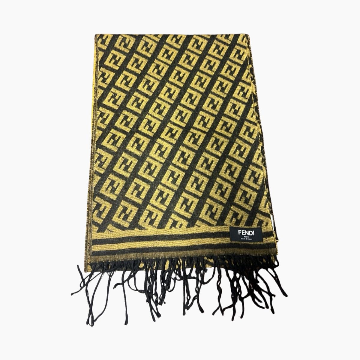 fendi-cotton-scarf-yellow Памучен Шал Fendi - жълто-черен - Image 1