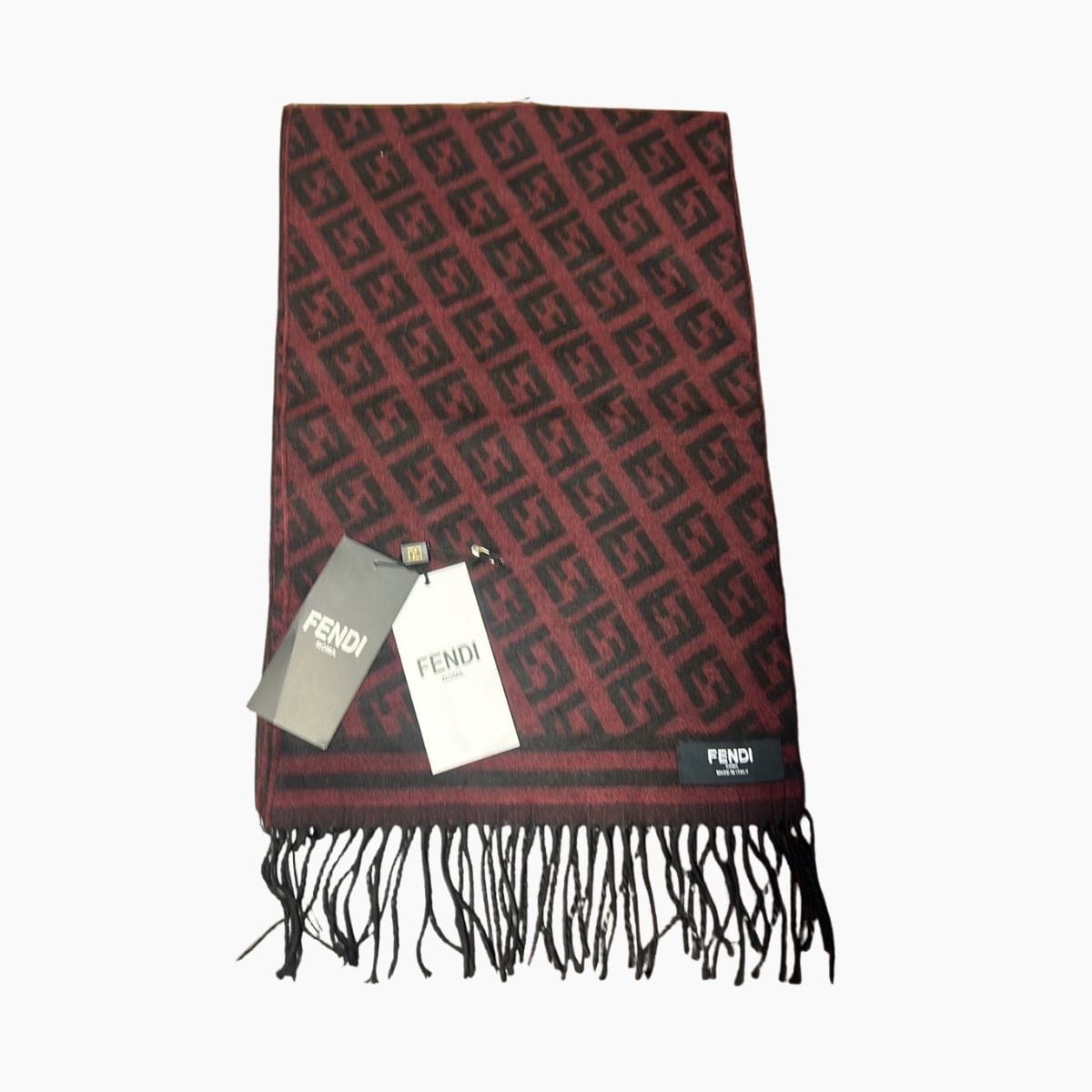 fendi-red-scarf Памучен шал Fendi - червен - Image 1