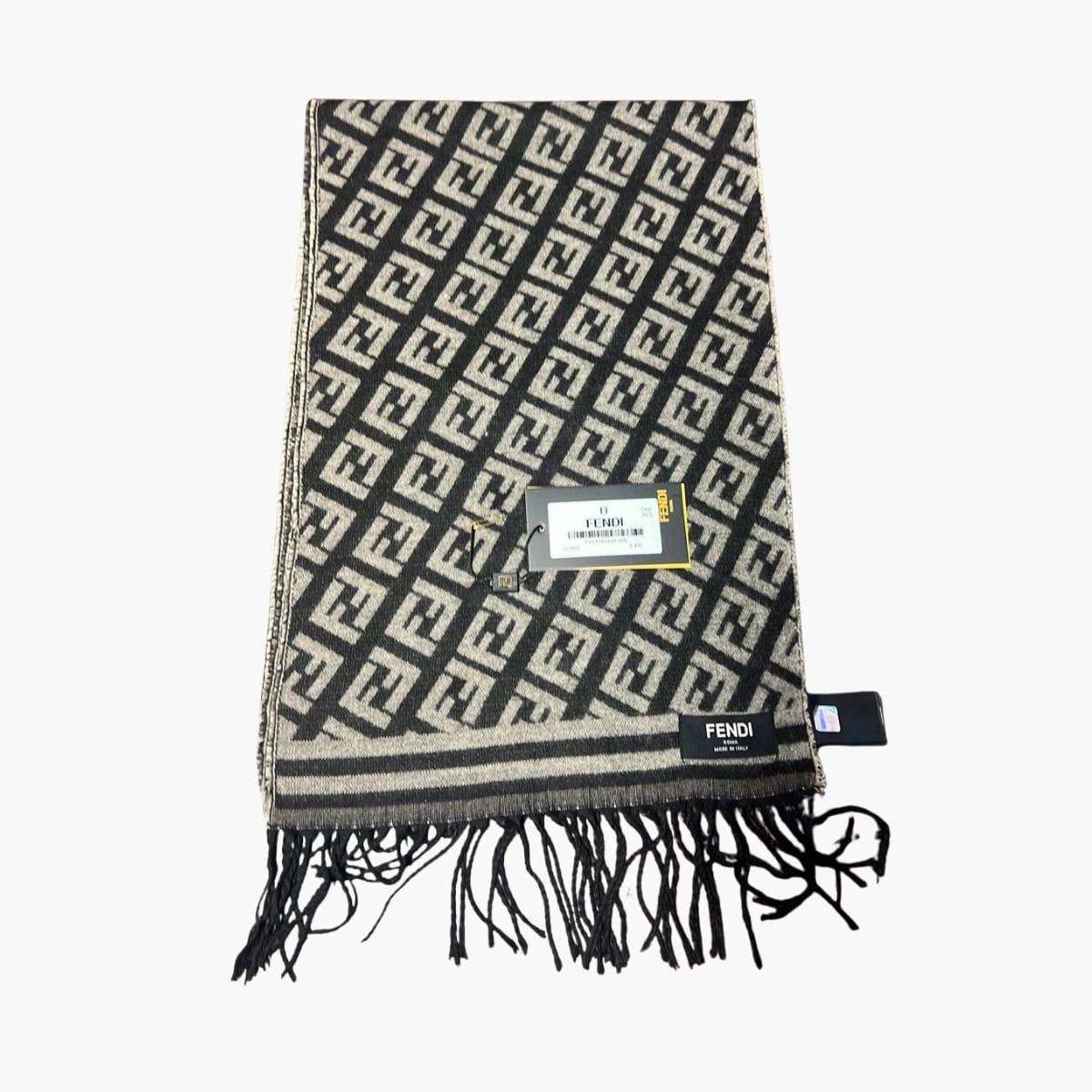 pamuchen-shal-fendi Памучен шал Fendi - черно-сив - Image 1